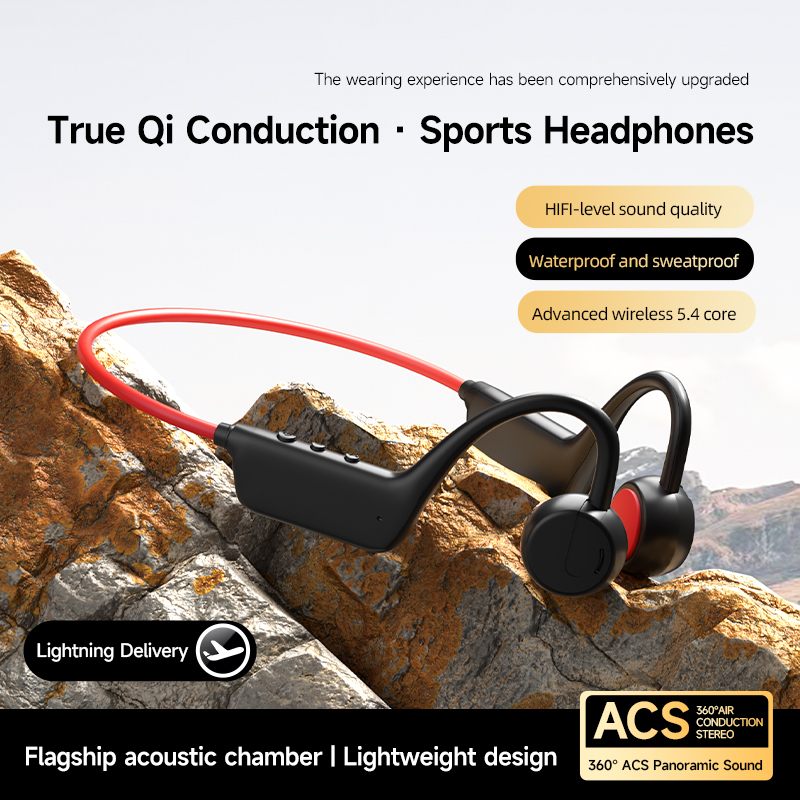 Sports Earphone Hook - X1Pro ワイヤレススポーツオープンイヤー空気伝導ヘッドホン、イヤーフックデザイン、メモリカード対応、屋外用Bluetoothヘッドセット