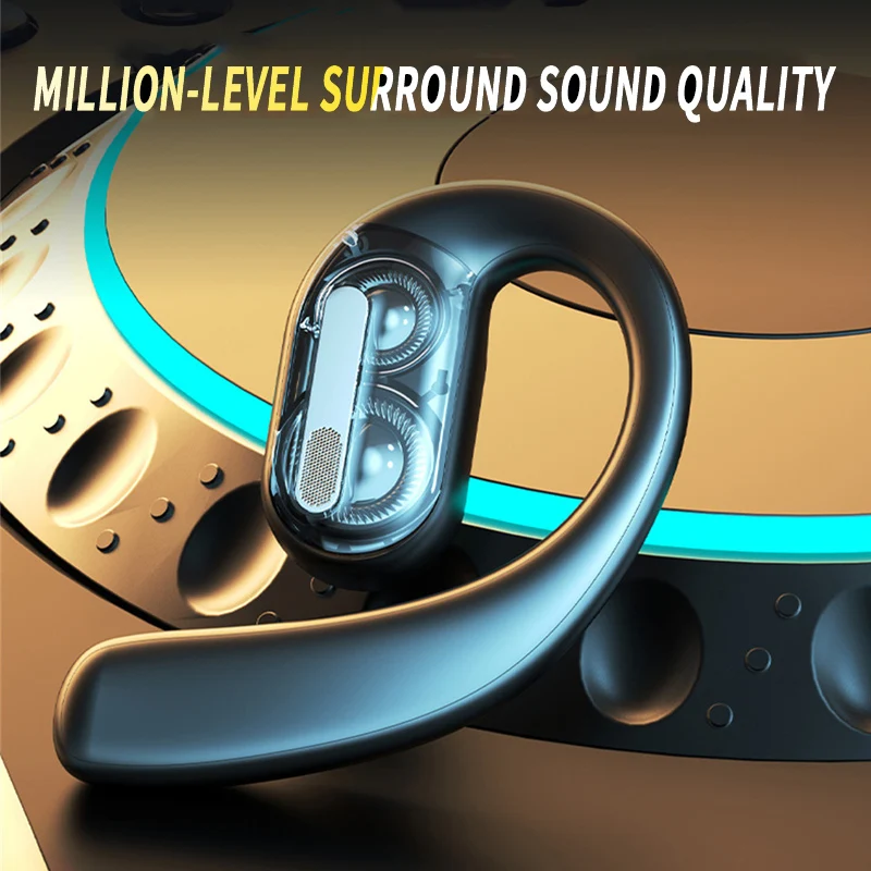 Sports Earphone Hook - ワイヤレス Bluetooth ヘッドフォンフルオープンヘッドセット空気伝導イヤーフックイヤホンハンズフリーノイズキャンセリング Audifonos スポーツ
