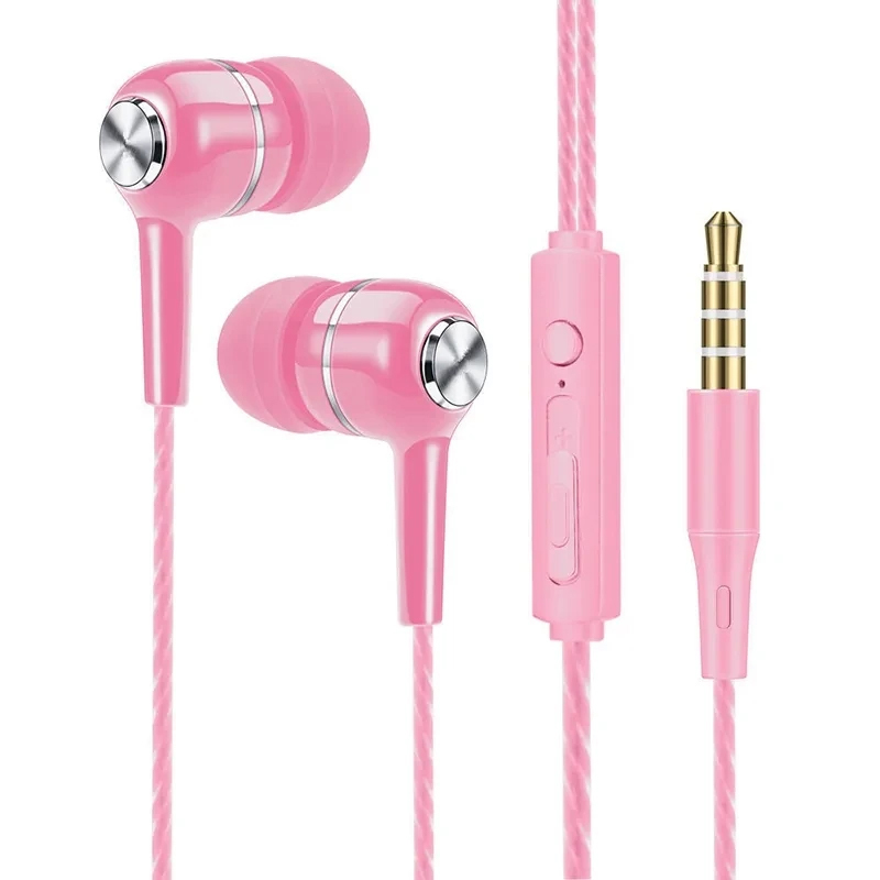 Wired Earphone Mic - 有線ヘッドフォン 3.5mm インイヤー スポーツ イヤホン 低音