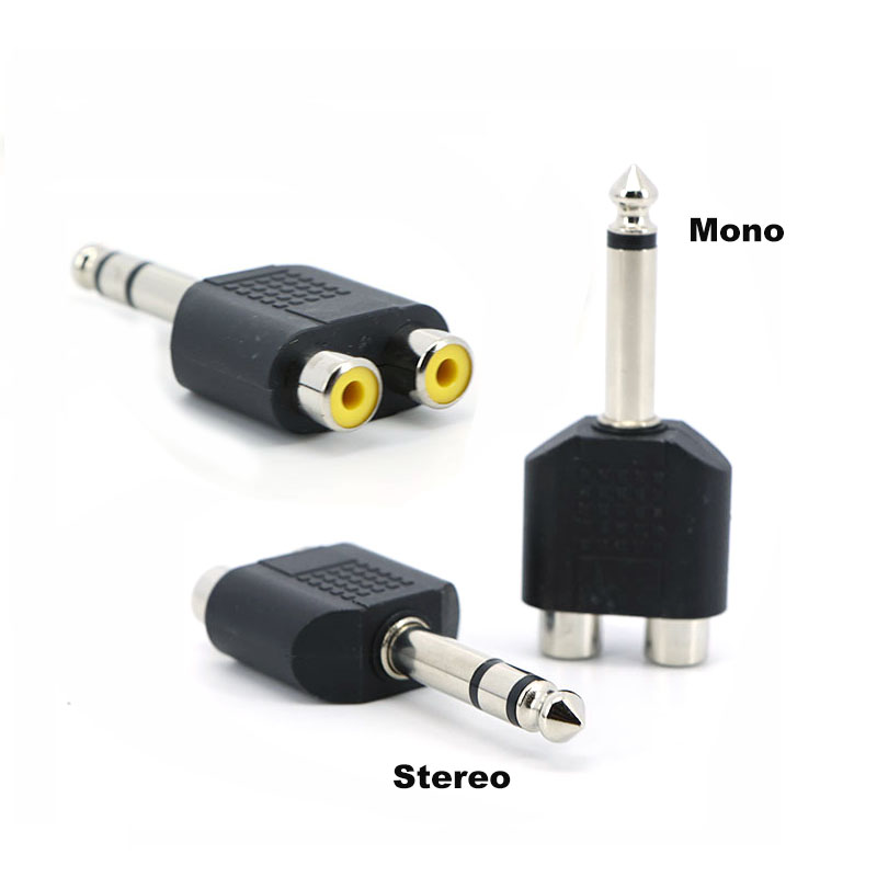 Audio Splitter Y - 6.35mm 6.5オーディオ モノ/ステレオ 1/4インチ オス-2ウェイ RCAメス