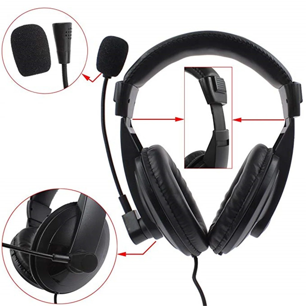 Wired Earphone Mic - ノイズキャンセルオーバーヘッドフォン、マイク付き、プロのゲーミングワイヤードヘッドセット、2ピンイヤホン