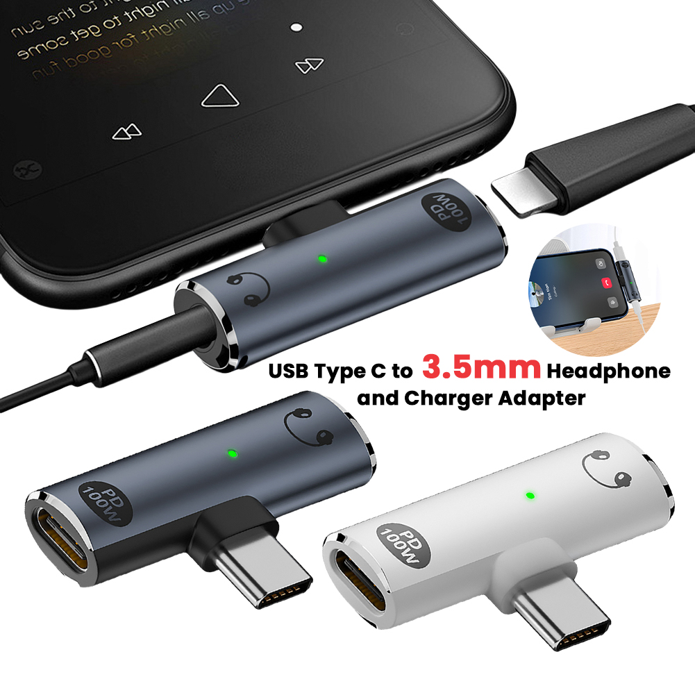 Earphone Splitter Jack - 2 in 1 オーディオAUXアダプター PD 100W