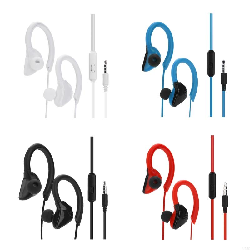 Sports Earphone Hook - スポーツ用有線イヤホン、音量調節機能付き、低音＆ノイズキャンセリング、オーバーイヤーヘッドホン、電話・パソコン対応
