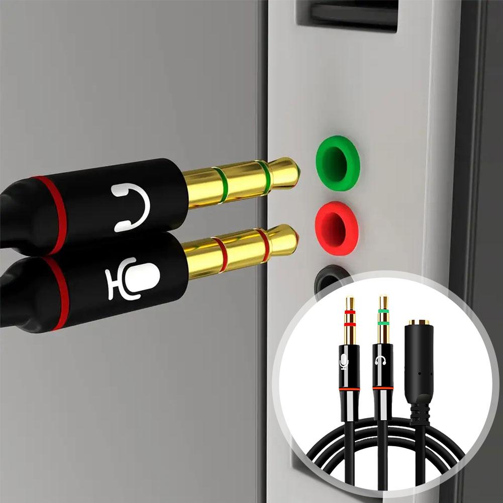 Audio Splitter Y - ヘッドフォンマイクオーディオコンバータスプリッターコンピュータ用 3.5 ミリメートルメスから 2 デュアル 3.5