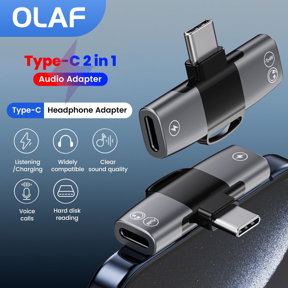 Earphone Splitter Jack - 2 in 1 Type Cオーディオアダプター USB