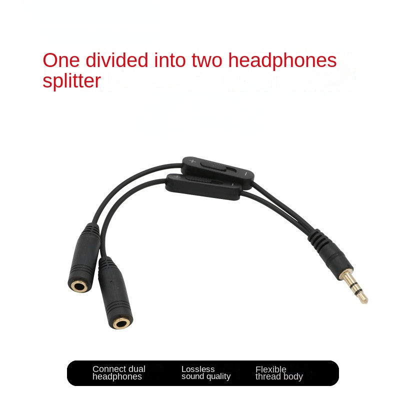 Earphone Splitter Jack - ソケット-オス-メスアダプター,3.5mm,ステレオオーディオケーブル,スプリッターアダプター,イヤホンボリュームコントロール,3.5ジャック