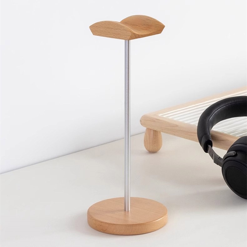 ブラックウォルナット材とアルミニウム製ヘッドホンスタンド、天 - Headphone Stand Desk のレビューと価格