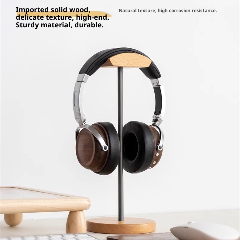 ブラックウォルナット材とアルミニウム製ヘッドホンスタンド、天 - Headphone Stand Desk のレビューと価格
