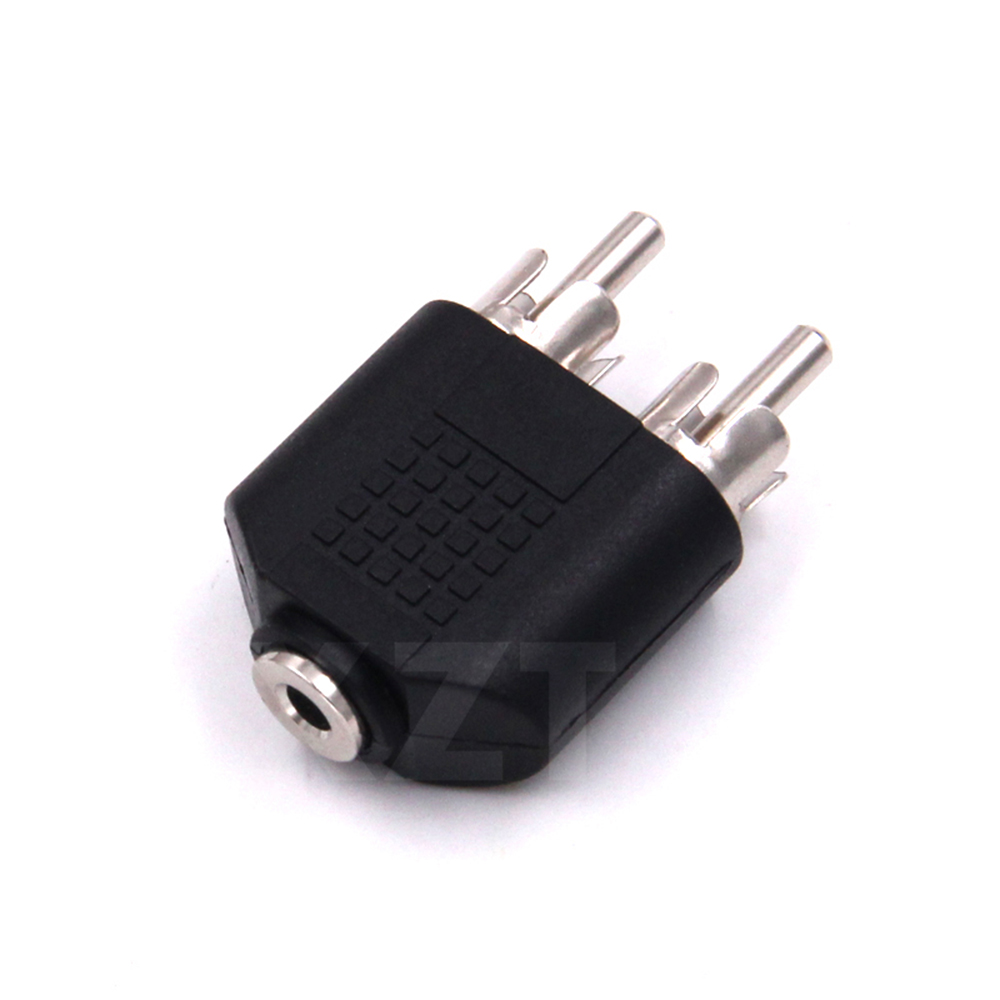 3.5mmステレオオス-2RCAメスアダプター金メッキオスジ - Earphone Splitter Jack のレビューと価格