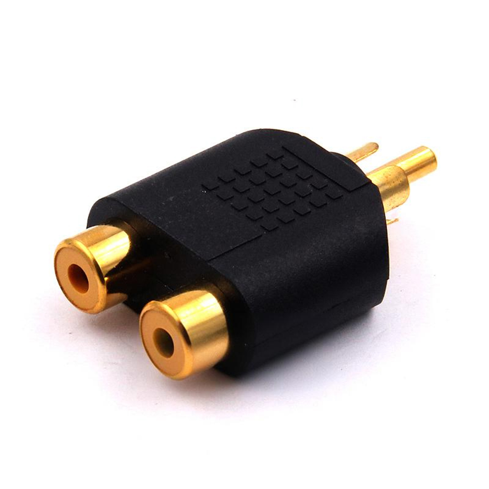 3.5mmステレオオス-2RCAメスアダプター金メッキオスジ - Earphone Splitter Jack のレビューと価格