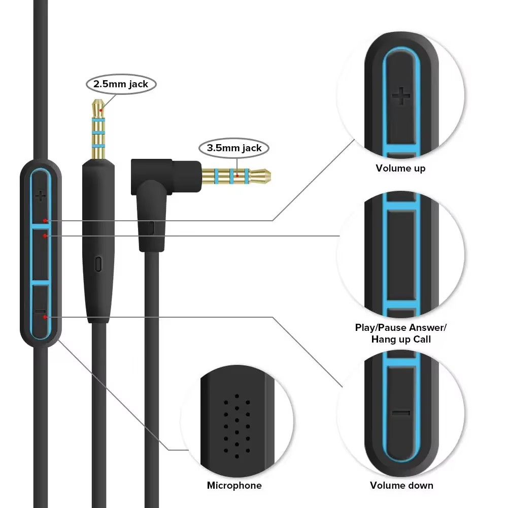 2.5 ミリメートルから 3.5 ミリメートルのオーディオケ - Wired Earphone Mic のレビューと価格