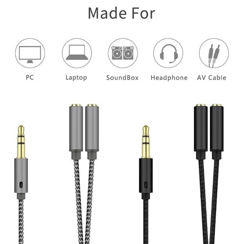 ヘッドセットアダプターヘッドフォンマイク Y スプリッターケ - Audio Splitter Y のレビューと価格
