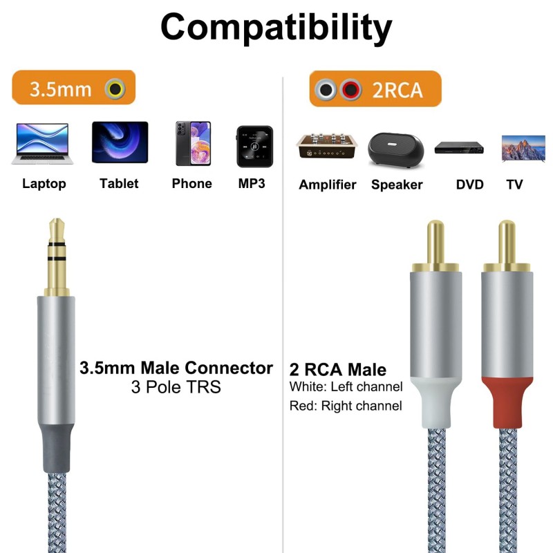 3 個の Hifi Y スプリッターアダプターオーディオケー - Audio Splitter Y のレビューと価格