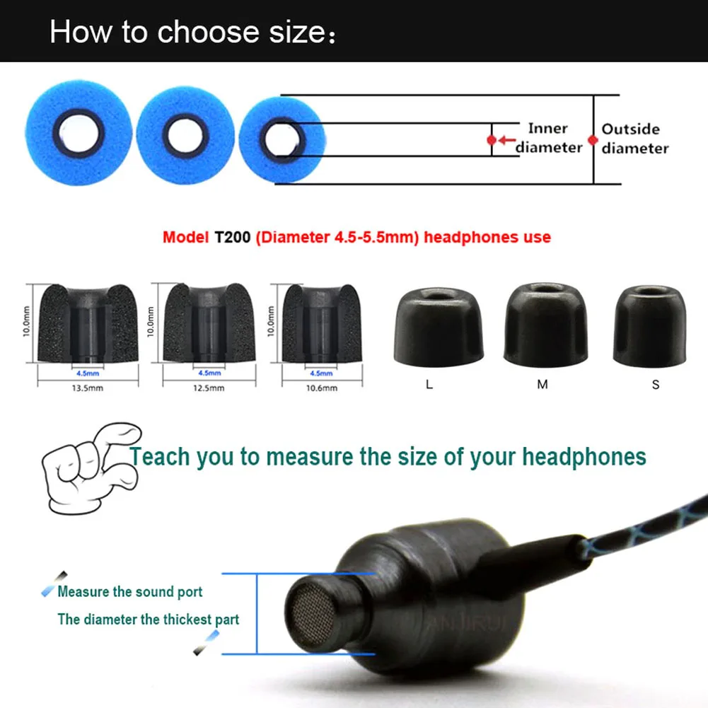 12 ペア ANJIRUI メモリーフォームイヤーパッド イ - Earphone Foam Tip のレビューと価格