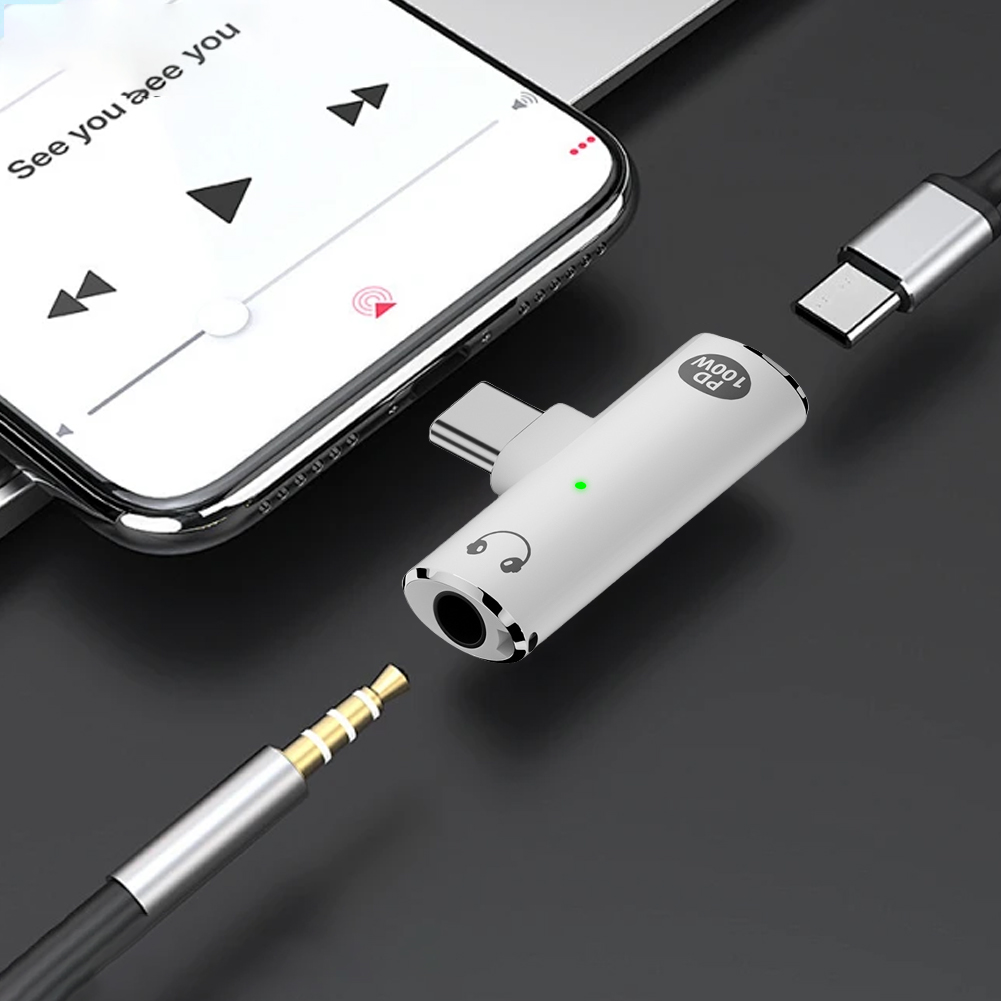 2 in 1 オーディオAUXアダプター PD 100W U - Earphone Splitter Jack のレビューと価格