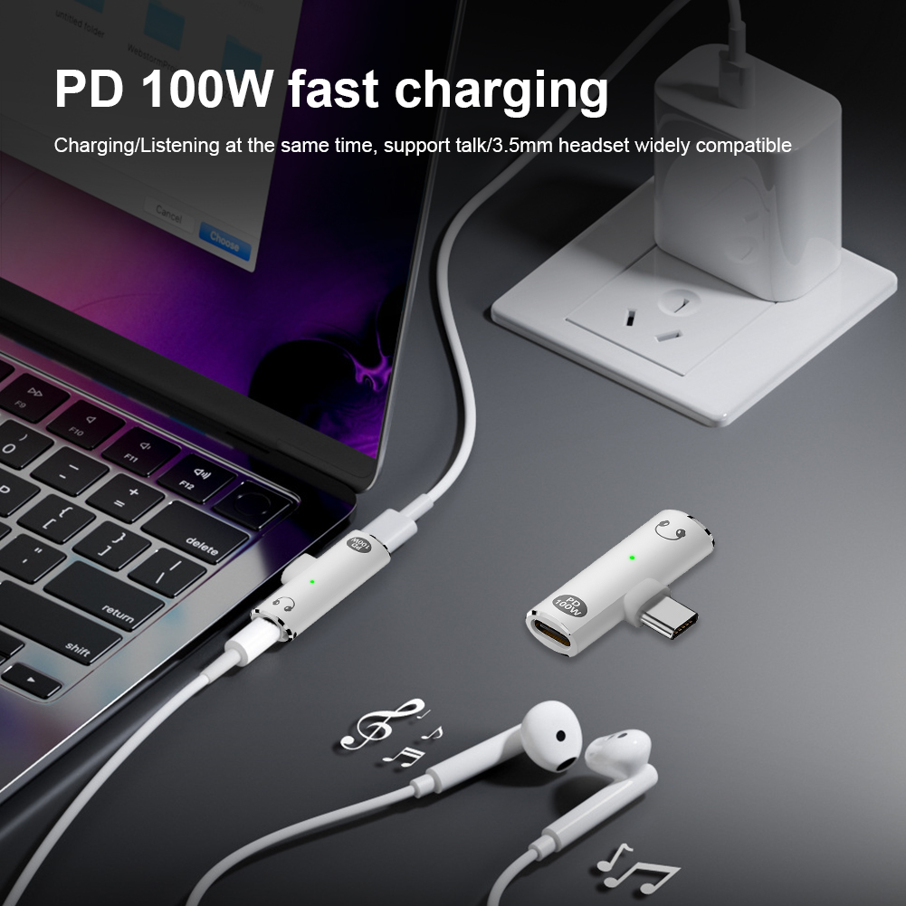 2 in 1 オーディオAUXアダプター PD 100W U - Earphone Splitter Jack のレビューと価格