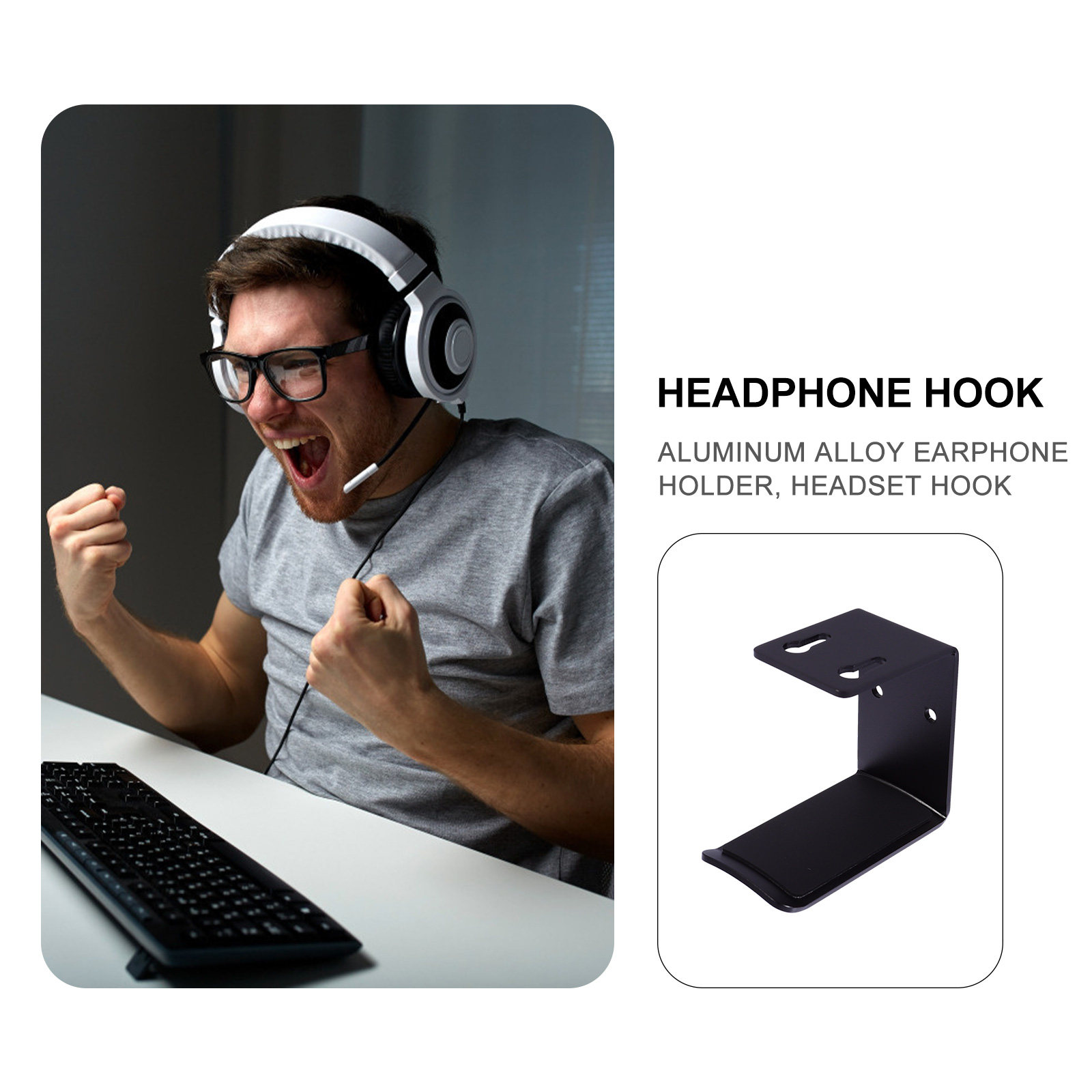 1個入りプレミアムアルミ合金製ヘッドセットホルダー、ユニバー - Headphone Stand Desk のレビューと価格
